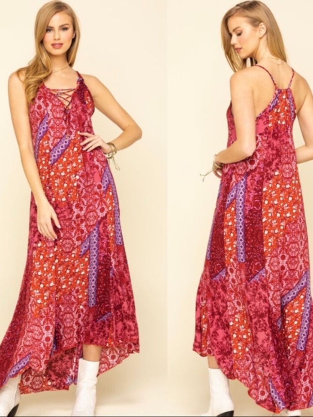 We The Free Work of Art Printed Maxi Slip - size S